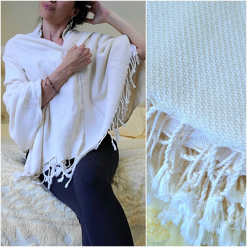 Off-White Fringed Scarf 64x34in